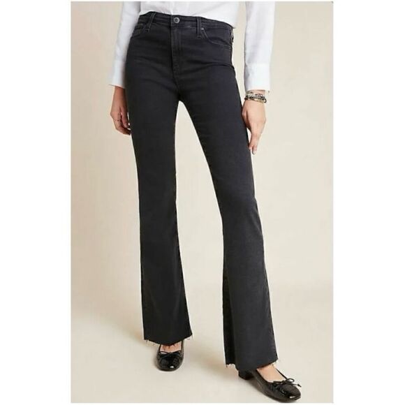 Ag Adriano Goldschmied Denim - AG Adriano Goldschmied Anthropologie Women’s The Angel Bootcut Raw Hem Black Den